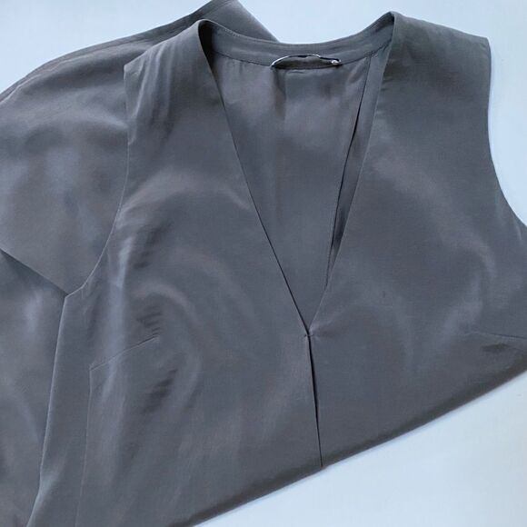 T Alexander Wang Charcoal Drapey Pleated Silk Sleeveless Blouse - Picture 11 of 11